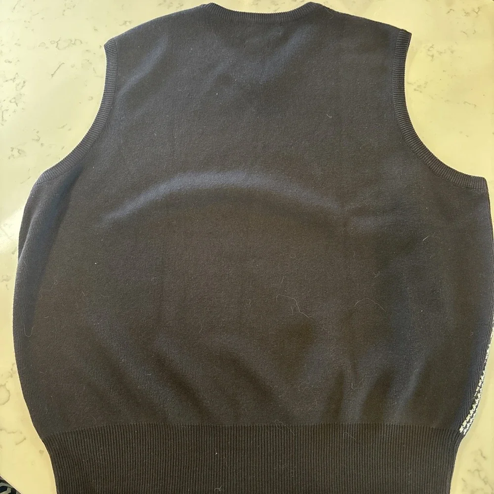 Ralph Lauren Polo Golf Sweater Vest Cotton Houndstooth Black‎ White Grandpa XL